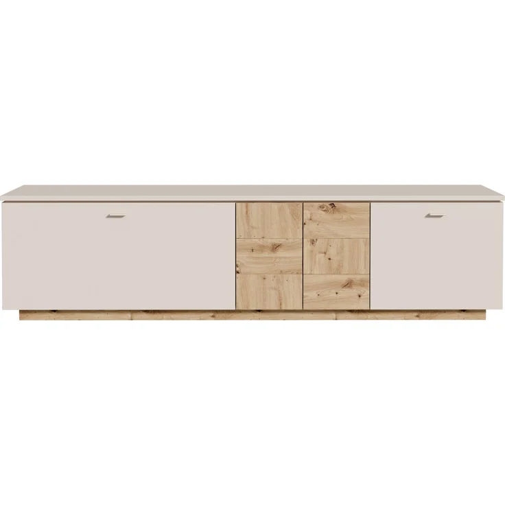 Lowboard >LOUOTO< 2 Türen, 1 Klappe, sandfarbig/Artisan Eiche - 224,8x57,7x41,6cm BxHxT – Bild 1