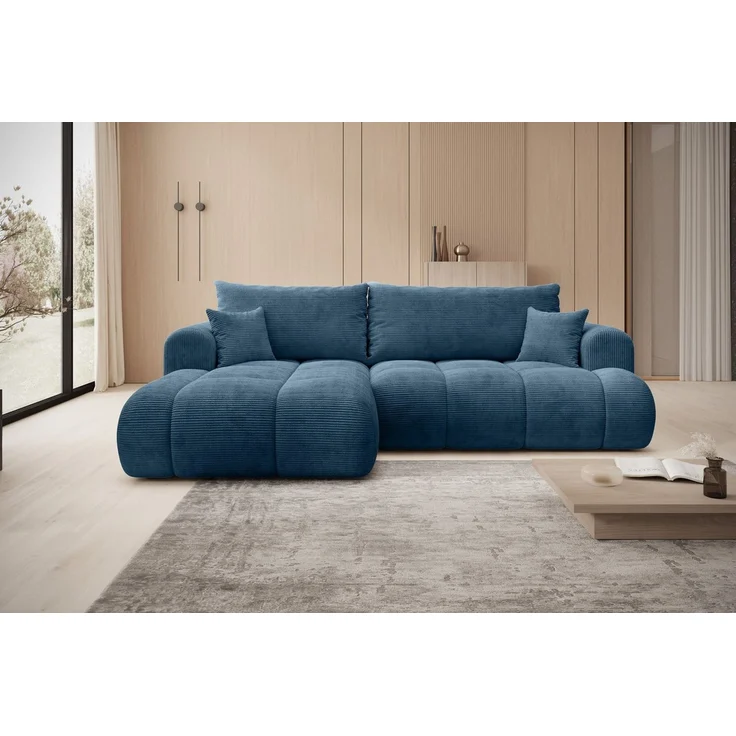 thematys Ecksofa TREVIO 260 x 165 cm, mit Schlaffunktion, mit Bettkasten, Blau (Poso 05), Ausrichtung links – Bild 3