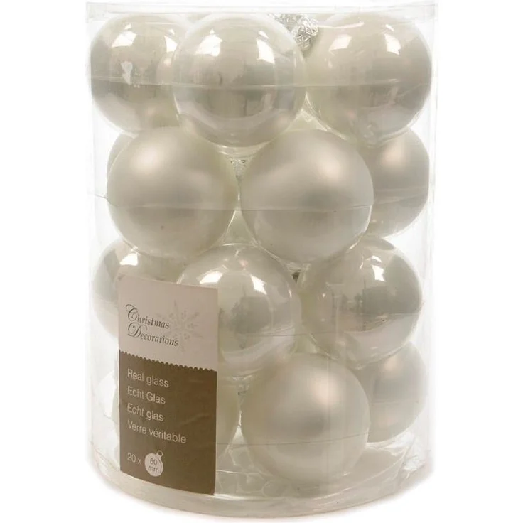 Kaemingk Weihnachtsbaumkugel Weihnachtsbaumkugeln Glas Ø 6 cm 20 Stück weiß emaille – Bild 1