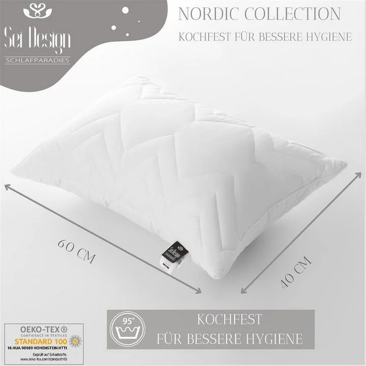 SEI Design Kopfkissen Nordic, Füllung: Polyester, Bezug: Microfaser, Seitenschläfer, Rückenschläfer, Bauchschläfer, 95°C waschbar – Bild 3