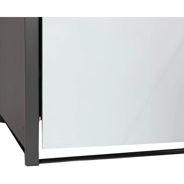 1er Mülltonnenverkleidung HWC-J82, Mülltonnenbox, erweiterbar, Metall 32kg, anthrazit ~ Marmor-Optik hell – Bild 8