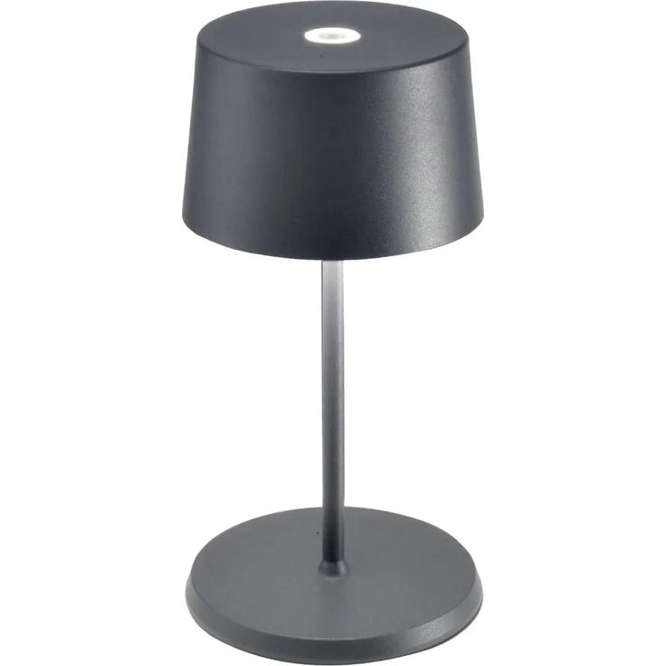 Zafferano, Olivia Mini Lampe, Tragbare und Wiederaufladbare Tischlampe mit Touch Control, Geeignet für Wohnzimmer und Außenbereich, Dimmer, 2200-3000 K, Höhe 22 cm, Farbe Dunkelgrau – Bild 1