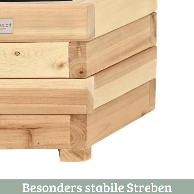 Pflanzkasten Holz 6-eckig MICHA - Inkl. Vlies und Handschuhe | Pflanzkübel Tannenholz Blumenkasten Blumenkübel Blumentopf Terrasse, 60cm Breit – Bild 5