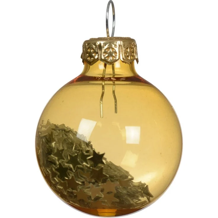 Kaemingk Weihnachtsbaumkugel, Weihnachtskugeln Glas 3cm mit Sternfüllung 9 Stk Hellgold transparent – Bild 2