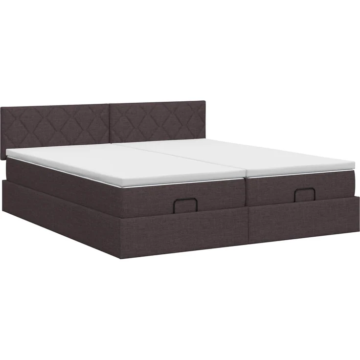 vidaXL Ottoman Bett mit Matratze mit Kopfteil 2 Stk. Dunkelbraun Stoff 3456715 – Bild 8