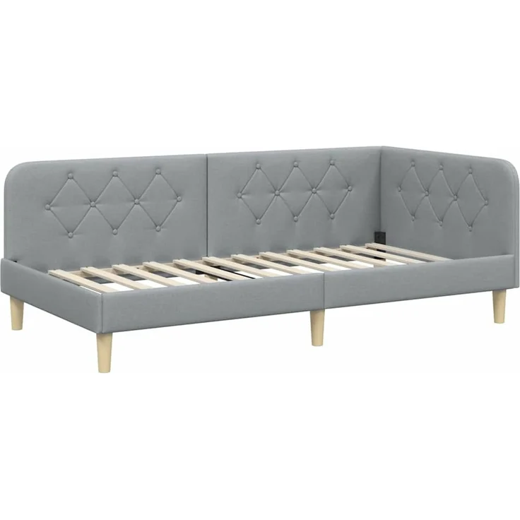 vidaXL Eckbettgestell Hellgrau 100 x 200 cm Stoff 3394125 – Bild 5