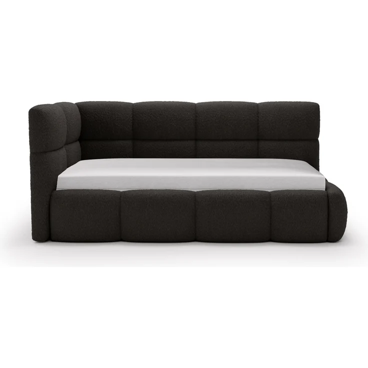 GRAINGOLD Modo One Jugendbett 90x200, Einzelbett mit Bettkasten, mit Lattenrost, Bouclé-Stoff, Rechts, Schwarz – Bild 3