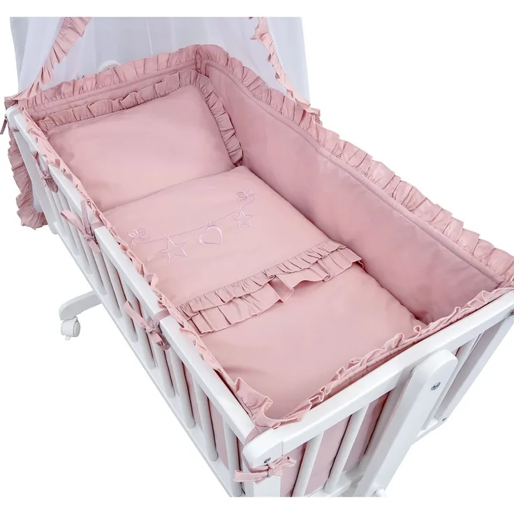 Baby-Delux Babybettwäsche Baby Wiegenset Royal Rüsche, Textilien, 6 teilig, Wiegenset 6-tlg. für Babywiege 90x40 (ohne Wiege) verschiedene Designs
