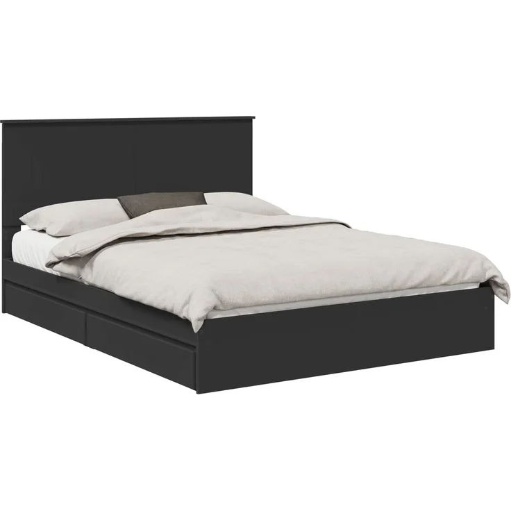 vidaXL Aufbewahrungsbett Schwarz 150 x 200 cm Holzwerkstoff 3411195 – Bild 1