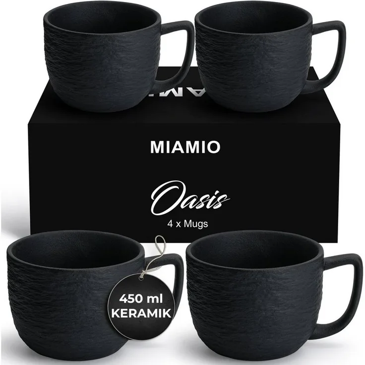 MiaMio Tasse 4er Kaffeetassen Set aus Keramik Kaffeebecher - Oasis Collection, 4-tlg.