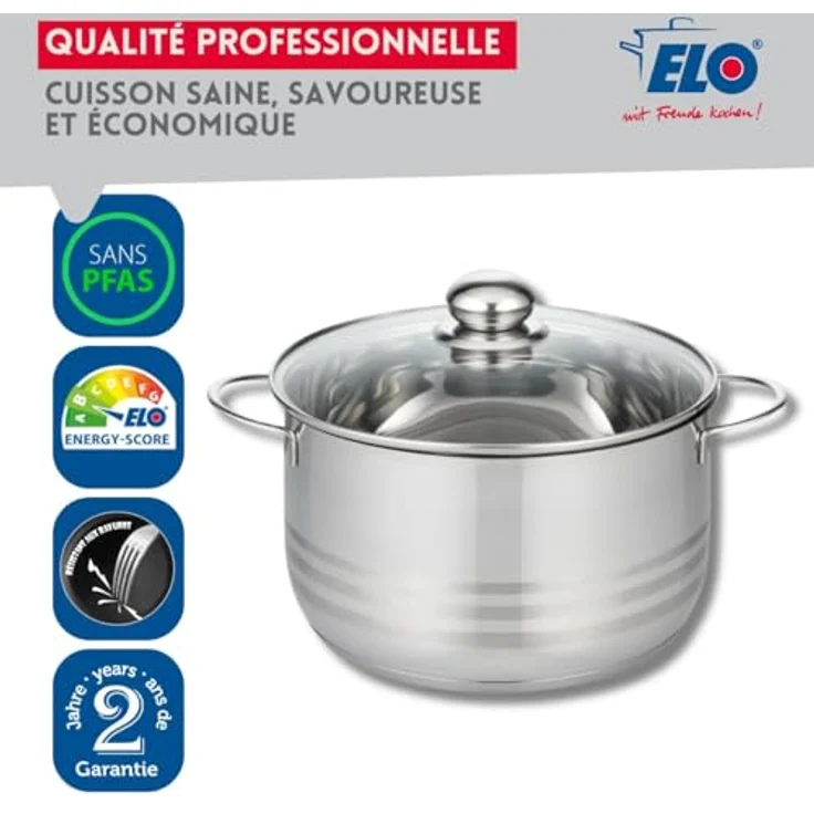 Topf ELO BRILLANT D 16 cm silber Bratentopf Universaltopf Suppentopf Kochtopf – Bild 4