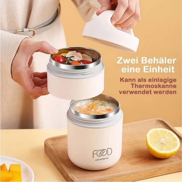 POPOLIC Thermobehälter Edelstahl Thermobehälter für Essen 680ml, Tragbare Frühstücksbox, (auslaufsicher, hitzebeständig, bruchsicher, robust), Essensbehälter für unterwegs – Bild 4