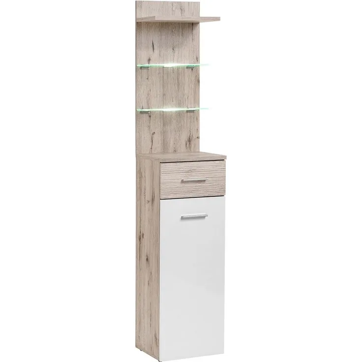 Diele Schrank Gustavo B+C in Eiche Wellington und Weiß 40 x 200 cm