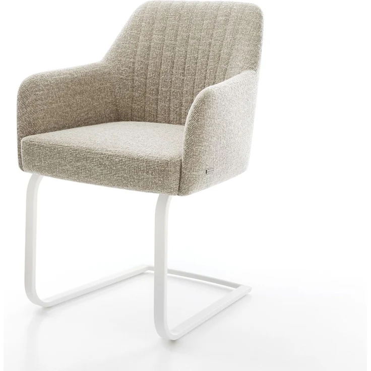 Freischwinger Greg-Flex Webstoff Soft Beige Freischwinger flach Weiß Taschenfederkern – Bild 1