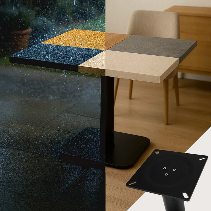 CLP Tischgestell Marudi aus pulverbeschichtetem Stahl für drinnen und draußen,schwarz eckig – Bild 5