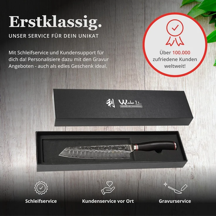 Wakoli Asiamesser EBO Damastmesser Kiritsuke Küchenmesser Kochmesser 20 cm Klinge, aus 67 Lagen Damaststahl, VG10 Kern – Bild 7