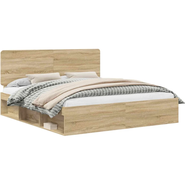vidaXL Bettrahmen Sonoma 180 x 200 cm Massives Kiefernholz 3412454 – Bild 1