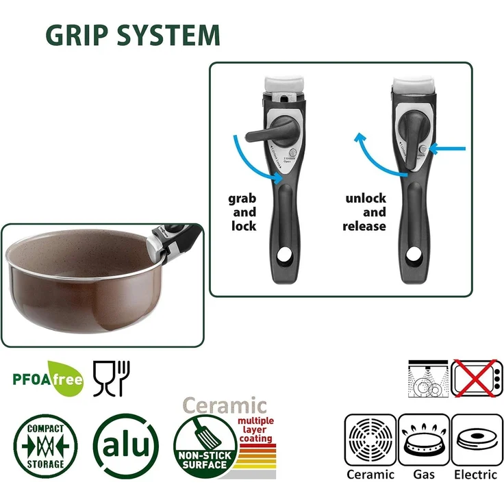 BRUNNER Topf-Set BRUNNER Camping Kochtöpfe Alu CHOCOLATE Platzsparend, Stapelbar, (7-tlg) – Bild 5