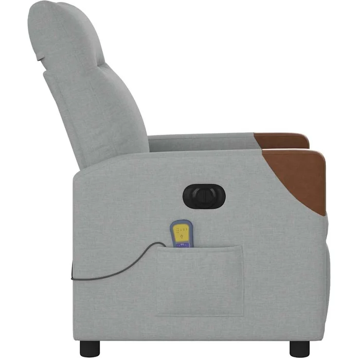 vidaXL Massagesessel Elektrisch Hellgrau Stoff 3323998 – Bild 5
