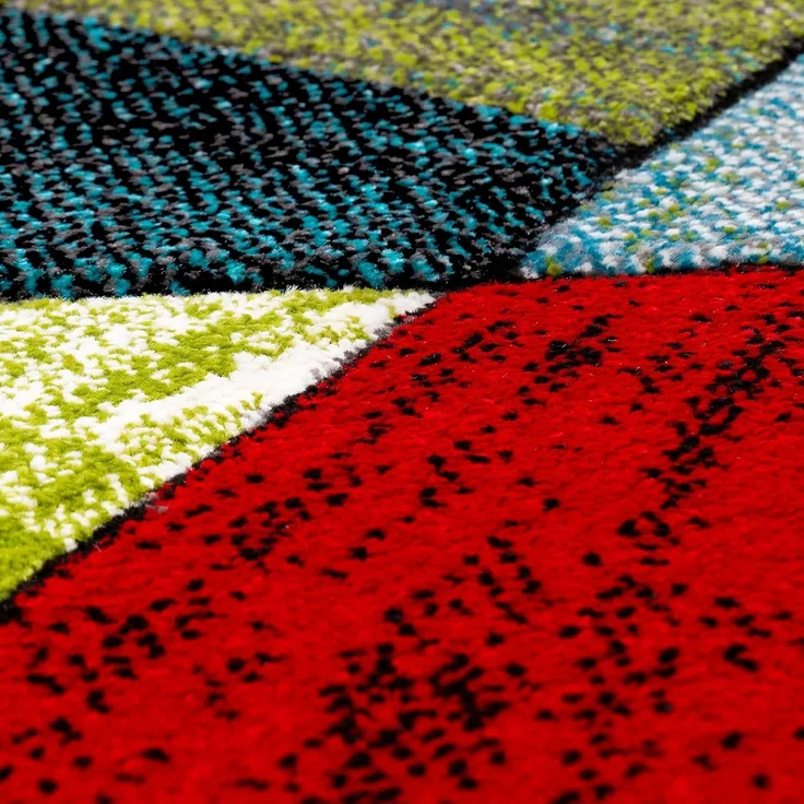 Paco Home Teppich Wohnzimmer Kinderzimmer Kurzflor Moderne 3D Optik Kariert Geometrische Muster, Grösse:120x170 cm, Farbe:Bunt 5 – Bild 4