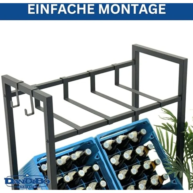 DanDiBo Getränkekistenregal 4 Kisten mit Gitter Haken Schmal Metall 96597 Getränkeregal Kistenregal Getränkekistenhalter – Bild 5