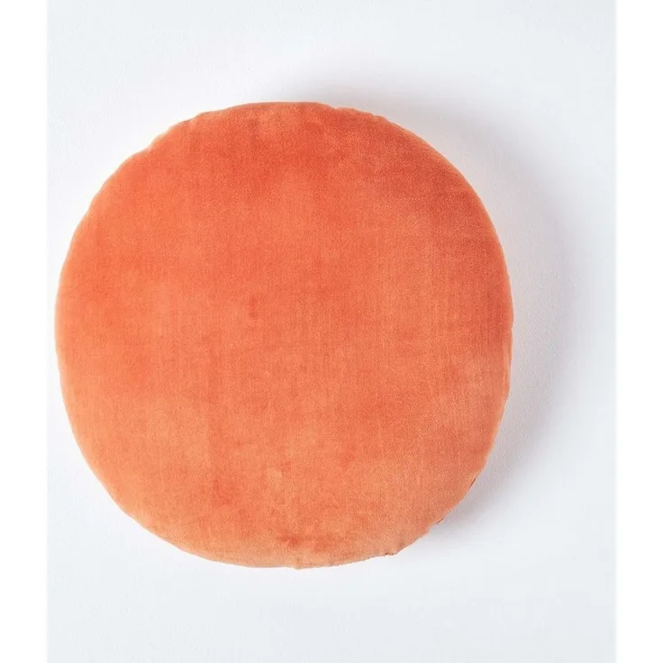 Homescapes Dekokissen Samt Kissen, 40 cm rund, orange