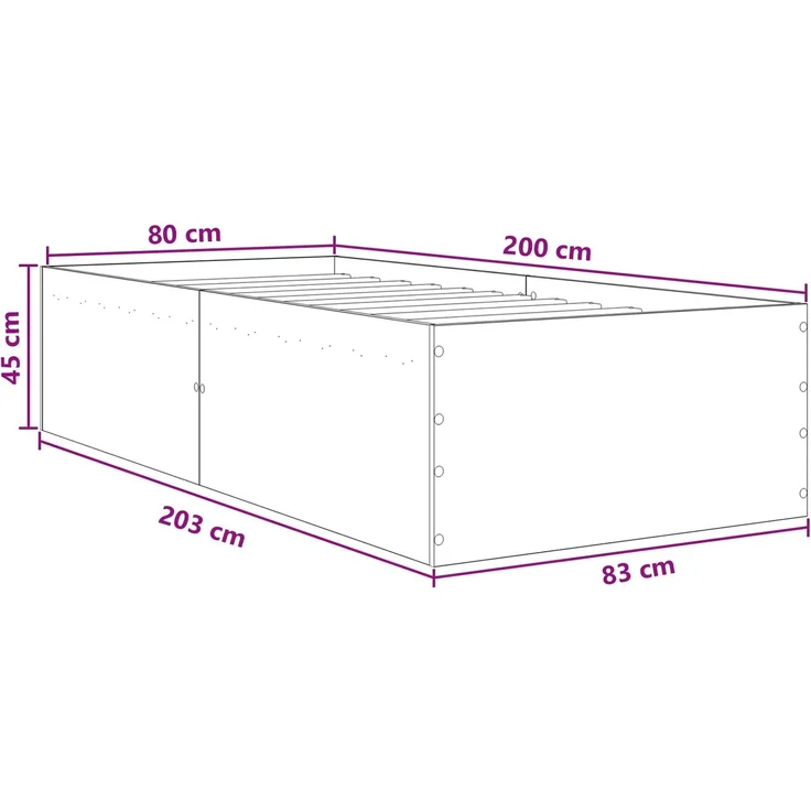 vidaXL Bodenbettgestell Sonoma-Eiche 80 x 200 cm Holzwerkstoff 3429534 – Bild 9