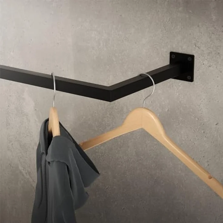 ML-DESIGN Kleiderstange Wandgarderobe Rechteck für die Wand aus Stahl inkl. Montagematerial (3 St), Garderobenstange 60x12cm Schwarz U-Form Kleiderständer Kleidergestell – Bild 7