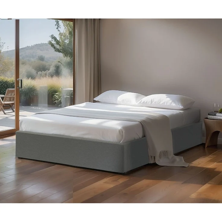 Casâme 'ALBA' Kastenbett 140x190 cm - Stoff Grau - Grau – Bild 1