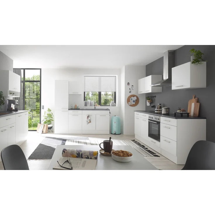 EDDY Moderner Schubladenschrank Küche in Weiß matt, Metallic Grau - Geräumiger Küchenunterschrank mit viel Stauraum - 60 x 90 x 60 cm (B/H/T) – Bild 4