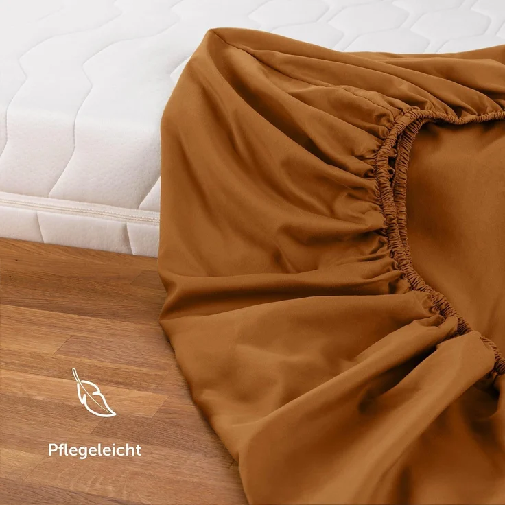 Blumtal® Spannbettlaken 80x200 cm - Spannbettlaken Microfaser - Oekotex zertifiziertes Bettlaken 80x200 cm - Spannbettlaken 80x200 cm - Spannbettücher 80x200 cm - Laken - Pumpkin Spice - Braun – Bild 5