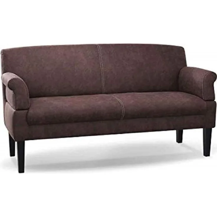 CAVADORE 3-Sitzer Küchensofa Malm, Sitzbank für Küche oder Esszimmer in Lederoptik, Inkl. Armteilverstellung, Federkern und moderner Kontrastnaht, 182 x 97 x 78, Mikrofaser: braun