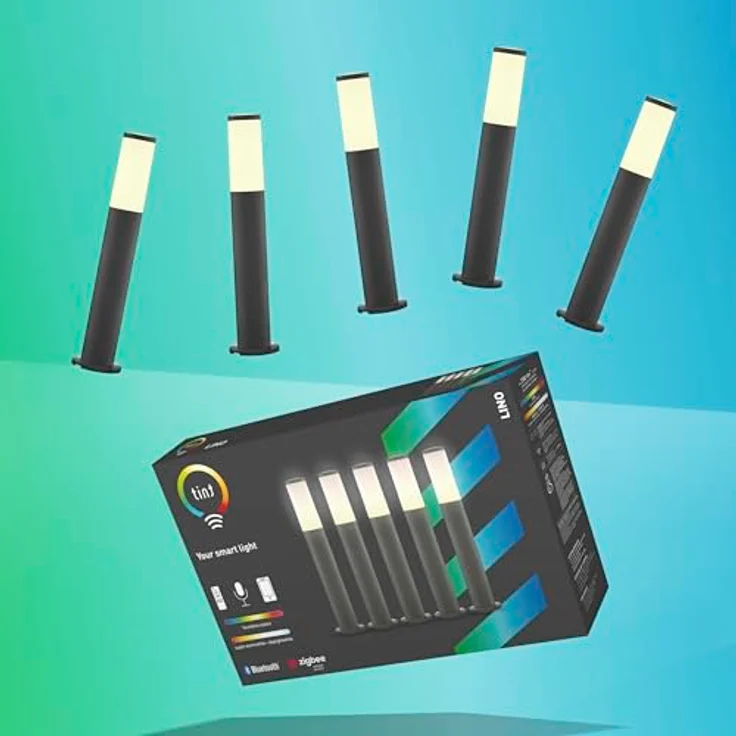 tint 5er-Set Smarte Outdoor LED Wegeleuchten LINO, Steuerbar per Alexa und Bluetooth, RGB sowie warm- und kaltweißes Licht (1800-6500 K), spritzwassergeschützt (IP44) – Bild 1