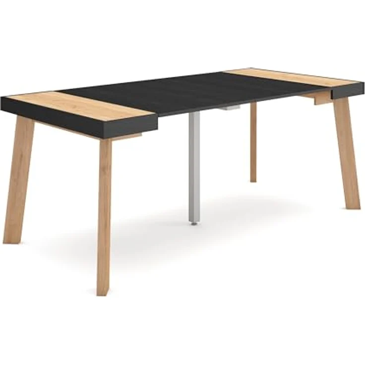 Skraut Home | Ausziehbarertisch | Multifunktionaler ausziehbarer | 180 | Für 8 Gäste | Hölzerne Beine | Moderner Stil | Eiche Schwarz – Bild 1