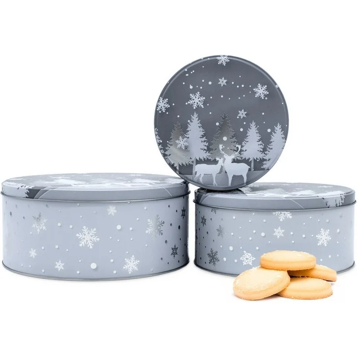 Spetebo Keksdose, Metall, (Set, 3-tlg, 3-teilig), Weihnachts Gebäckdose Keksdose aus Metall stapelbar – Bild 1