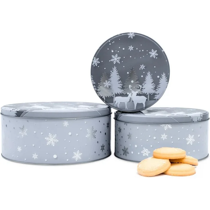 Spetebo Keksdose, Metall, (Set, 3-tlg, 3-teilig), Weihnachts Gebäckdose Keksdose aus Metall stapelbar