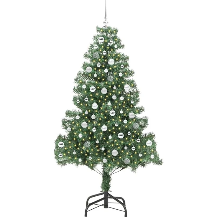 vidaXL Weihnachtsbaum mit LED-Beleuchtung Grün 210 cm PVC und Stahl 3396394 – Bild 3
