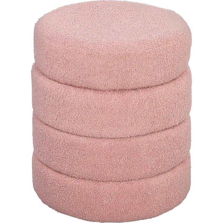 MELAYR, Hocker, rund, Teddyfleece, bis 120kg, Φ40x45H cm, Rosa