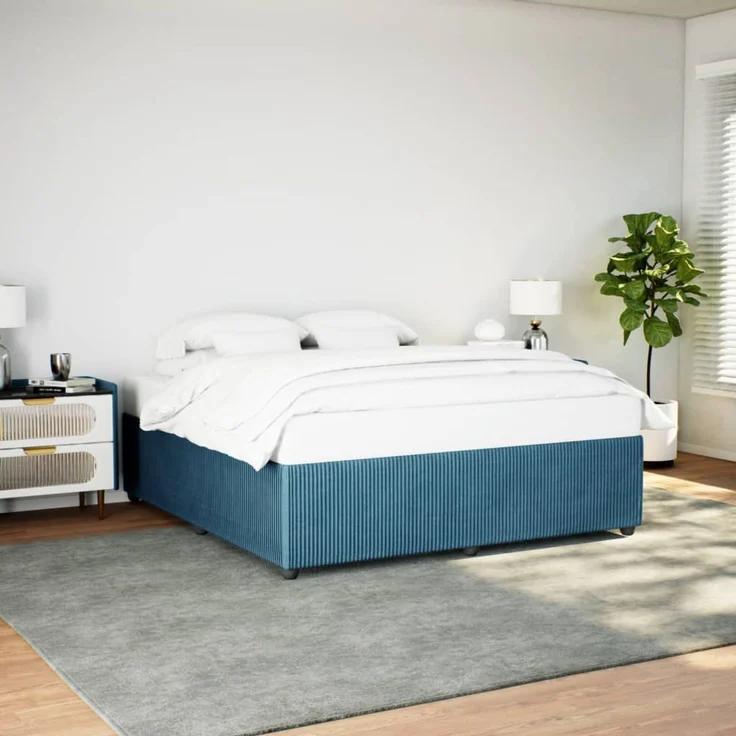 vidaXL Bettgestell Blau 180x200 cm Samt 3285028 – Bild 1