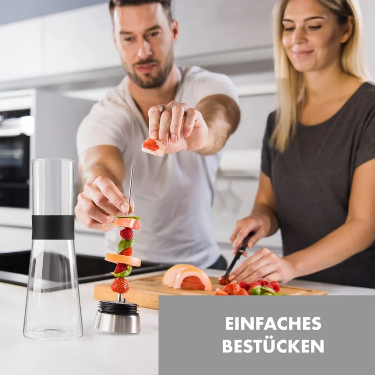 Glaswerk Sile Karaffe 1 Liter Borosilikatglas Fruchtspieß mit Stopper Transparent – Bild 2