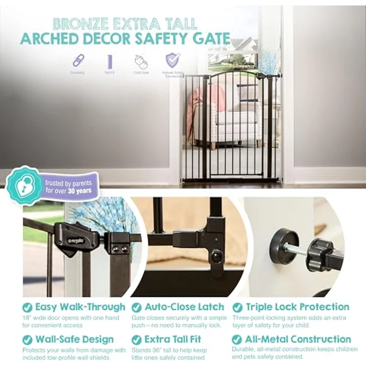 Regalo Arched Decore Easy Step Extra Tall Baby Gate – Bild 4