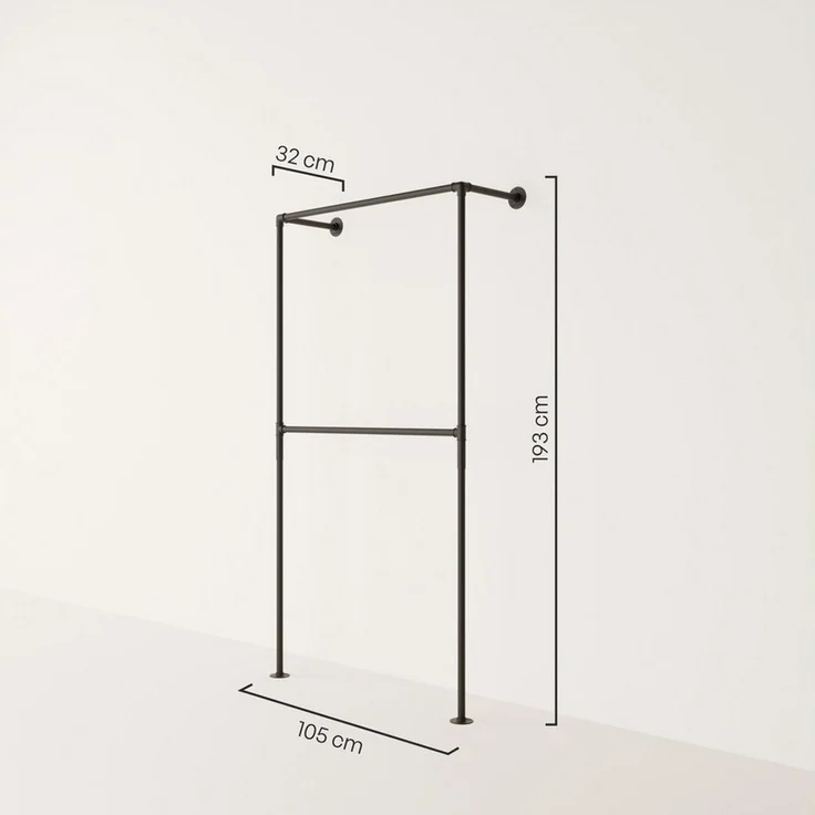 pamo. design Kleiderständer TIM DOUBLE Industrial Kleiderstange zur Wandmontage, (Set, 1) – Bild 2