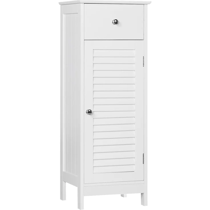 Yaheetech Badezimmerschrank Badschrank Schmal Badkommode Standschrank mit Schublade und Tür, 32 x 30 x 87 cm, Weiß