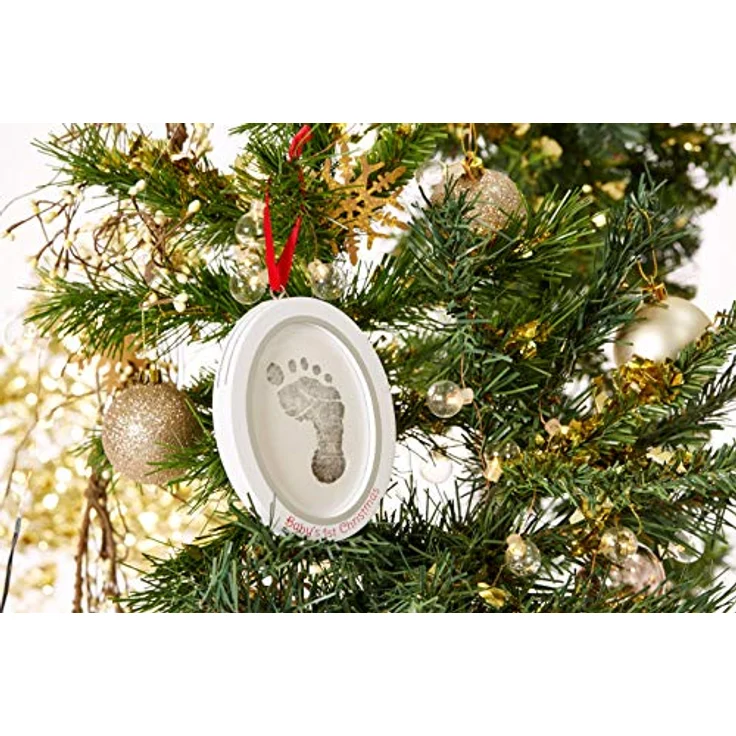 Pearhead Babyprints Newborn Baby Handprint or Footprint Double-Sided Photo Ornament with Clean Touch Ink Pad, Baby's First Christmas, 13.34 x 10.16 cm, White – Bild 6