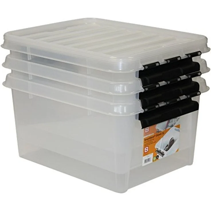 Orthex Stapelbox 3x stapelbare Box Smart Store Classic 31 transparent Deckel & Verschlu (3 St) – Bild 2