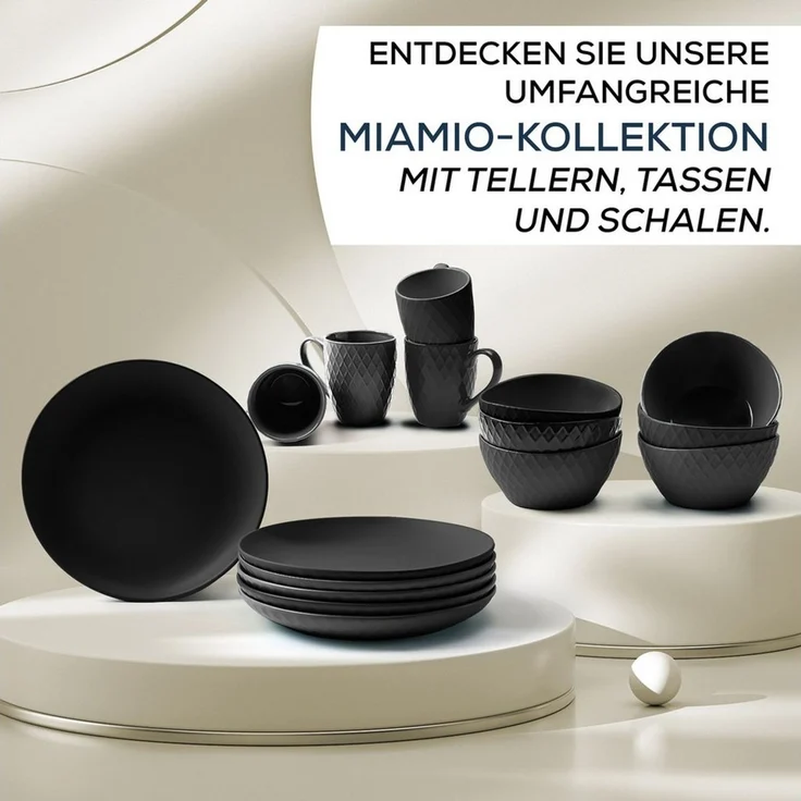 MiaMio Frühstücksteller Palmanova Schwarz, 20,5 cm, (6 St), Palmanova, 20,5 cm, 6-tlg. – Bild 4