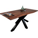 Esstisch Baumkante massiv Akazie Nussbaum 140 x 80 Spider-Gestell schwarz TIM 135656072