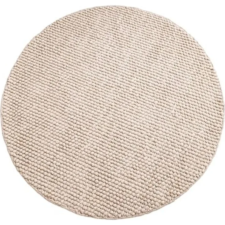 riess-ambiente Teppich WOOL 150cm beige, rund, Höhe: 15 mm, Wohnzimmer · Wolle · handgewebt · skandinavisch · Flur · Schlafzimmer
