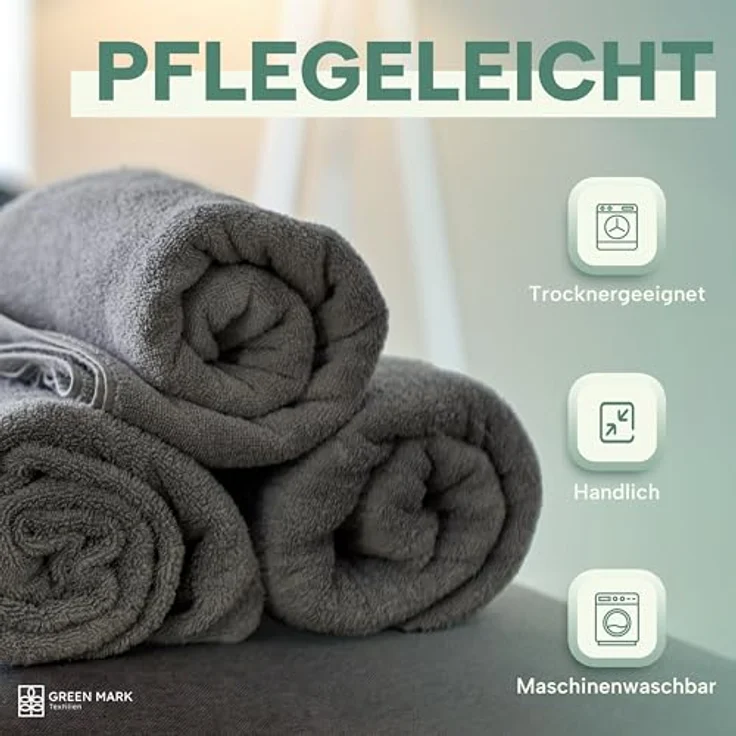 NatureMark 8er Spar-Pack Frottier Handtücher, Handtuch-Set, 50x100 cm, Anthrazit grau, 100% Baumwolle – Bild 8