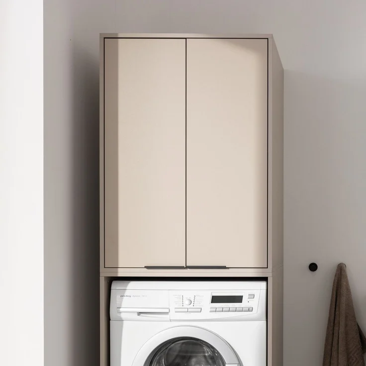 FACKELMANN Waschmaschinen Aufsatzschrank 65 cm breit, Grau – Bild 2